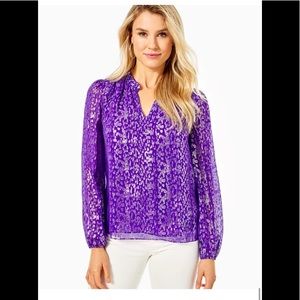 NWT Lilly Pulitzer Giana Ruffle Silk Top Size Medium